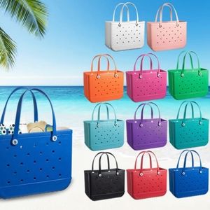 Beach Bag, Portable Waterproof Swimming Tote Bag, Solid Color Handbag